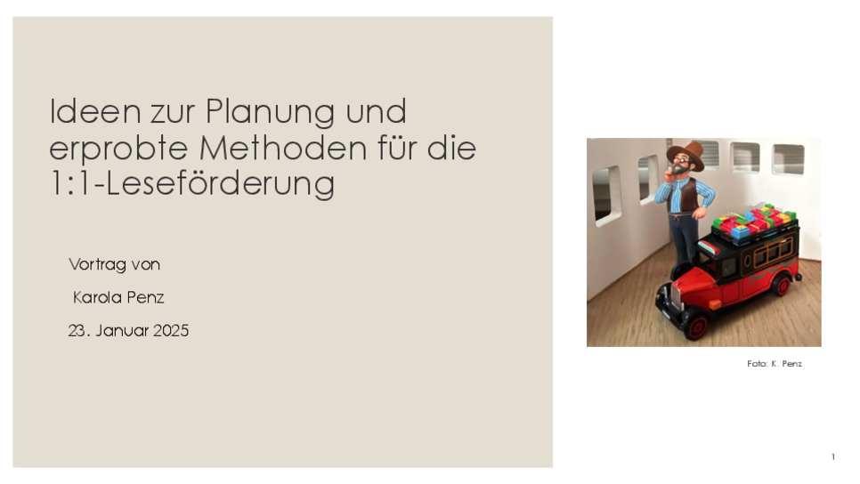 Vortrag "Planung und erprobte Methoden für die 1:1-Leseförderung"
